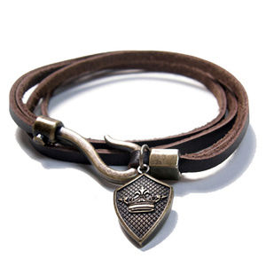 English Laundry Men's Brown Leather Wrap Bracelet